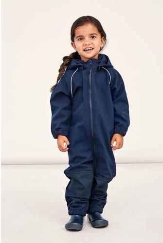 Name it MINI unisex softshell buitenspeelpak NMNALFA donkerblauw Jas Jongens Polyester Capuchon 104 - Foto 6
