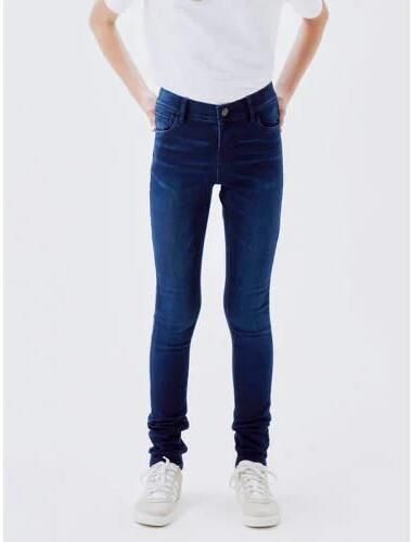 Name it skinny jeans NKFPOLLY dark blue denim Blauw Meisjes Stretchdenim 128 - Foto 3