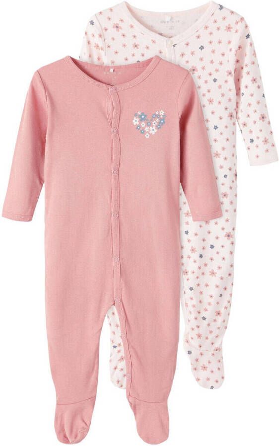 Name it BABY pyjama NBFNIGHTSUIT set van 2 roze lichtroze Onesie Meisjes Katoen (biologisch) Ronde hals 62