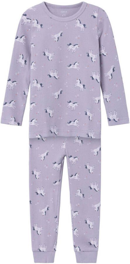 Name it MINI NMFNIGHTSET UNICORN lila Pyjama Paars Meisjes Stretchkatoen Ronde hals 110 116 - Foto 5