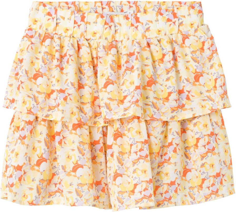 Name it KIDS rok NKFVINAYA van gerecycled polyester lichtgeel oranje Meisjes Gerecycled polyester (duurzaam) 152