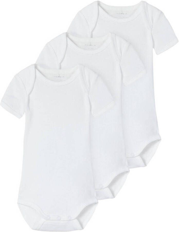 Name it BABY romper NBNBODY set van 3 met biologisch katoen wit Katoen (duurzaam) Ronde hals 62
