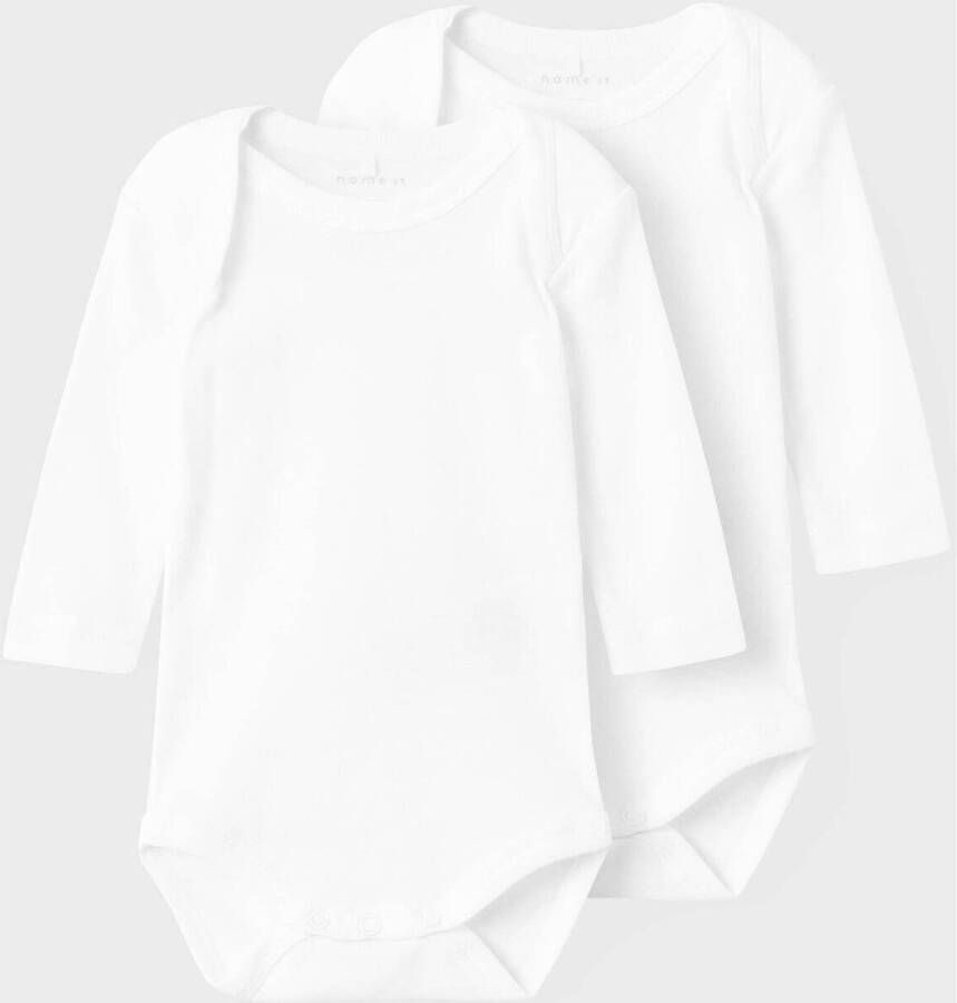 Name it BABY romper NBNBODY set van 2 wit Stretchkatoen Ronde hals 50 - Foto 5