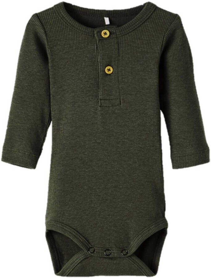 Name it BABY romper NBMKAB donkergroen Jongens Stretchkatoen (duurzaam) Ronde hals 62