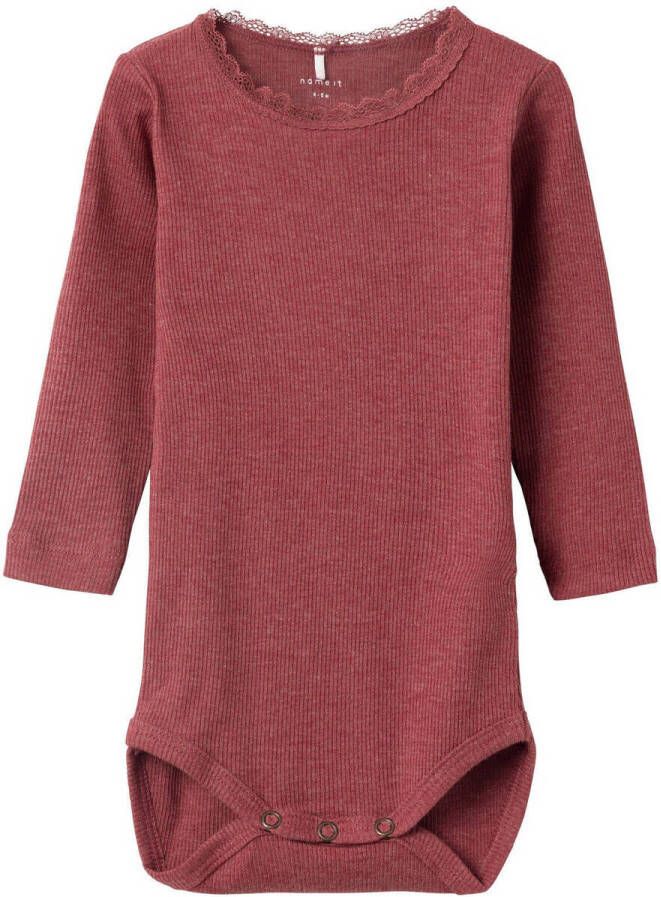 Name it BABY romper NBFKAB roodbruin Meisjes Stretchkatoen (duurzaam) Ronde hals 62