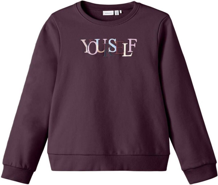 NAME IT sweater NKFNASELF met tekst paars