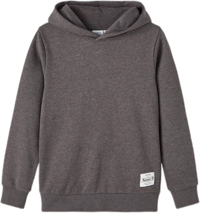 Name it KIDS hoodie NKMTEMMO donkergrijs melange Sweater Effen 134 140