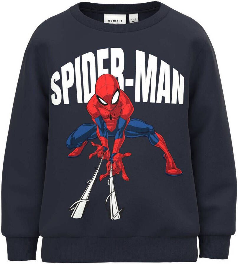 Name it MINI Spider-Man sweater NMMJOX met printopdruk donkerblauw Printopdruk 122 128