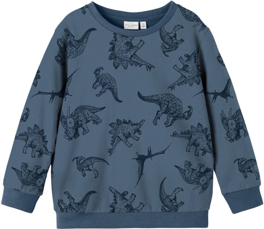 Name it MINI sweater NMMVIFELIX met all over print middenblauw All over print 122 128