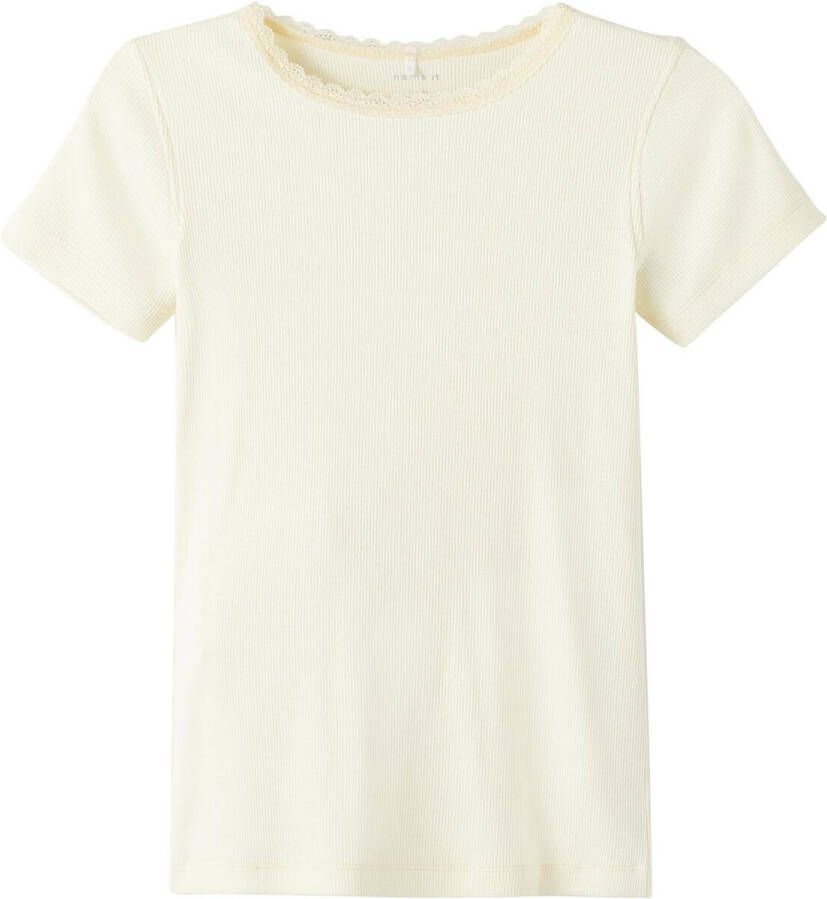 NAME IT KIDS ribgebreid T-shirt NKFKAB geel