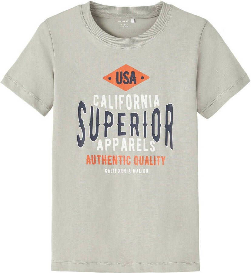 NAME IT KIDS T-shirt NKMBERT met printopdruk lichtgrijs