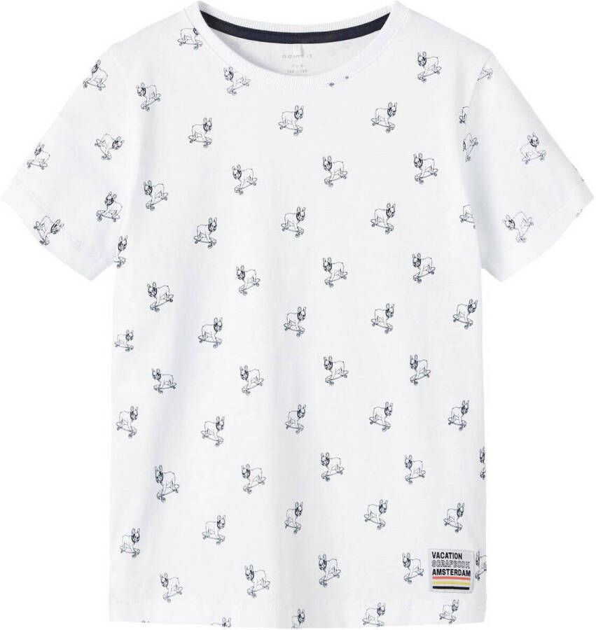 NAME IT KIDS T-shirt NKMDELVIN met all over print wit