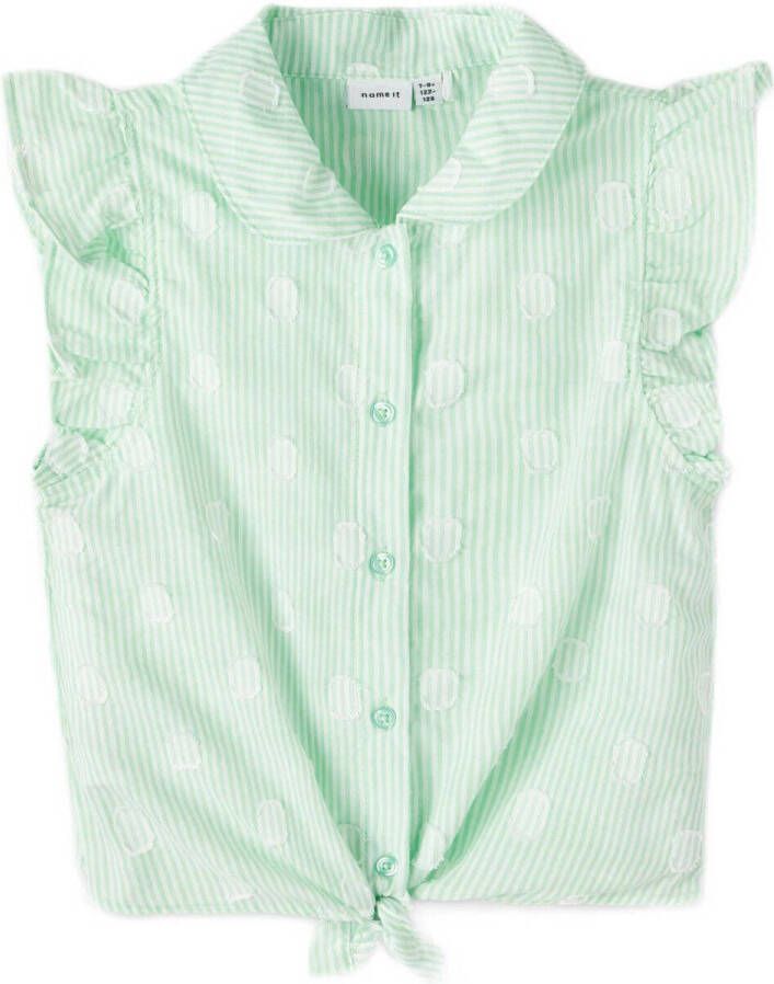 NAME IT KIDS gestreepte blouse NKFFIDOT zachtgroen