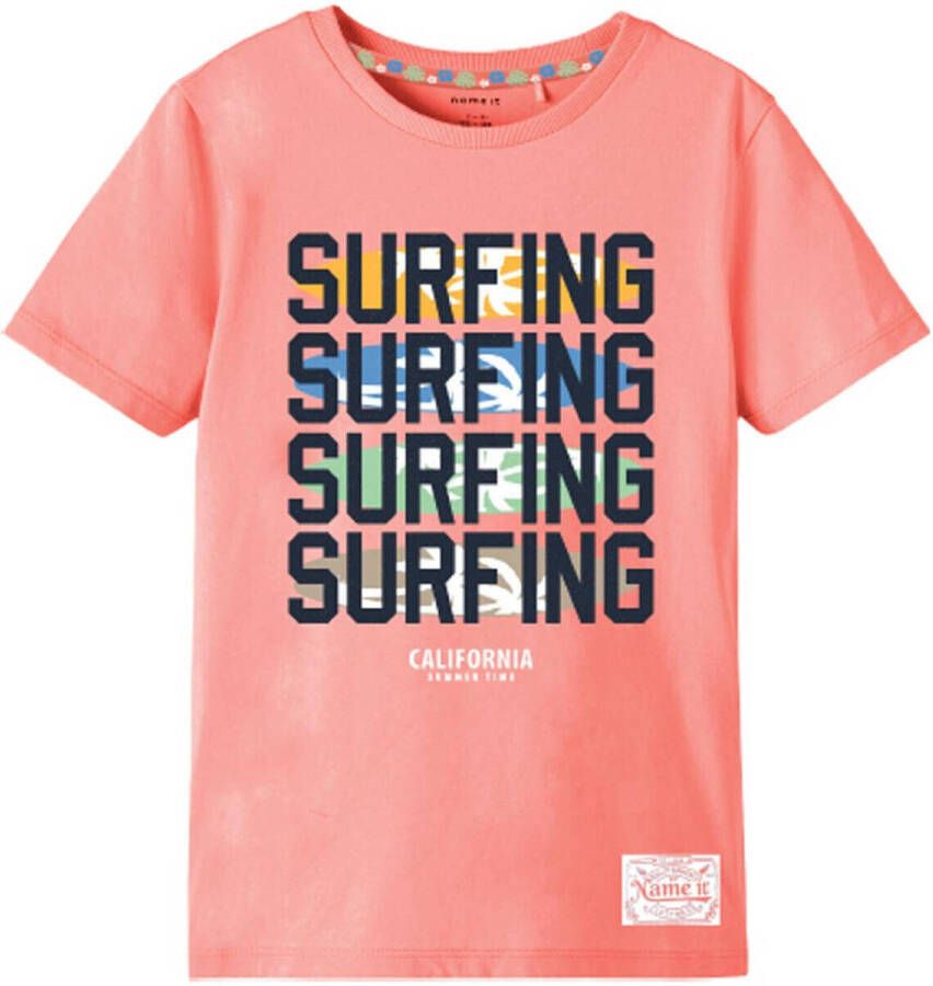 NAME IT KIDS T-shirt NKMFLASKA met printopdruk roze