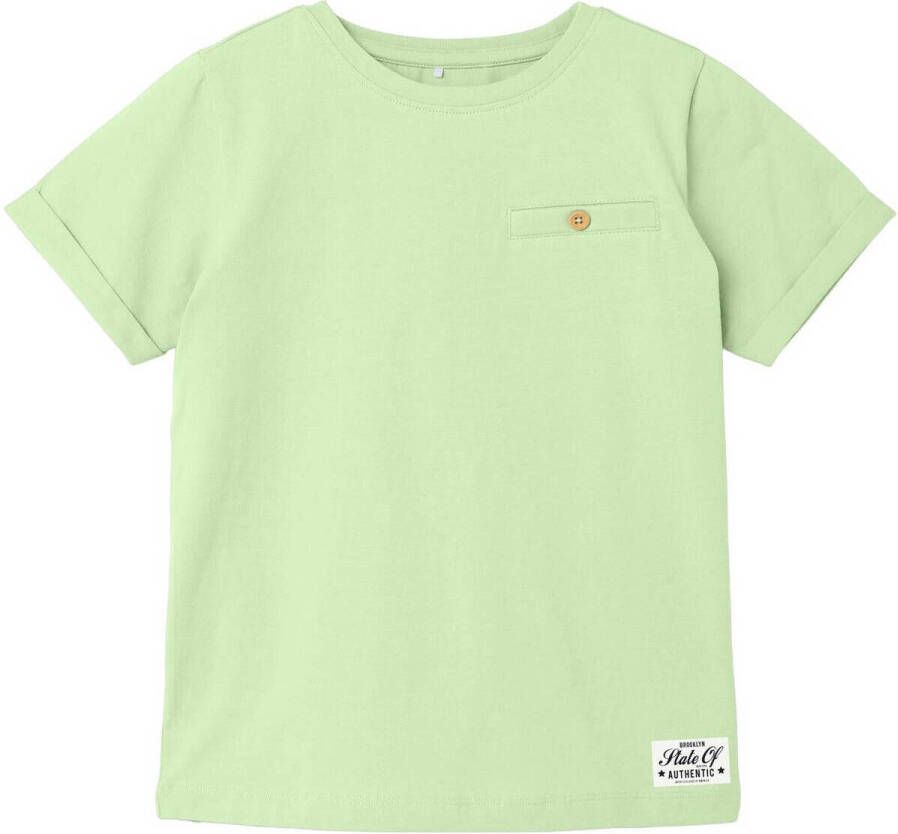 Name it KIDS T-shirt NKMVINCENT limegroen Jongens Katoen Ronde hals Effen 122 128