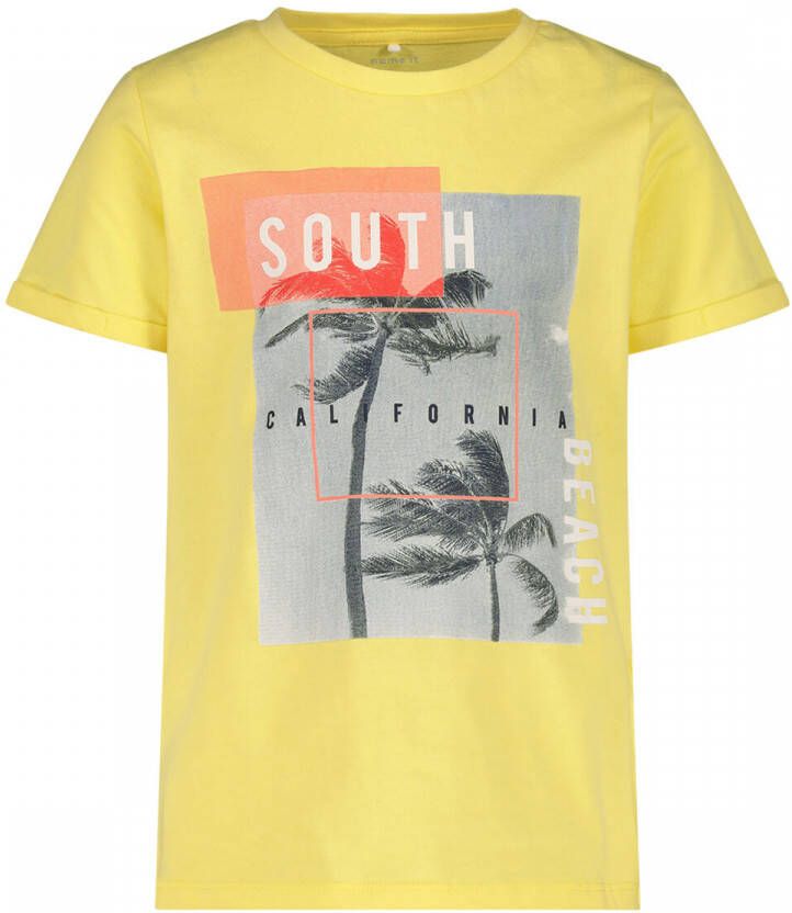 NAME IT T-shirt NKMDUMAN met printopdruk geel