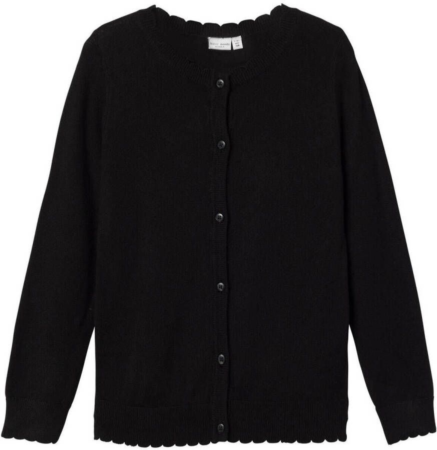 Name it KIDS fijngebreid vest NKFVAMONE zwart Meisjes Viscose Ronde hals 146 152 - Foto 2
