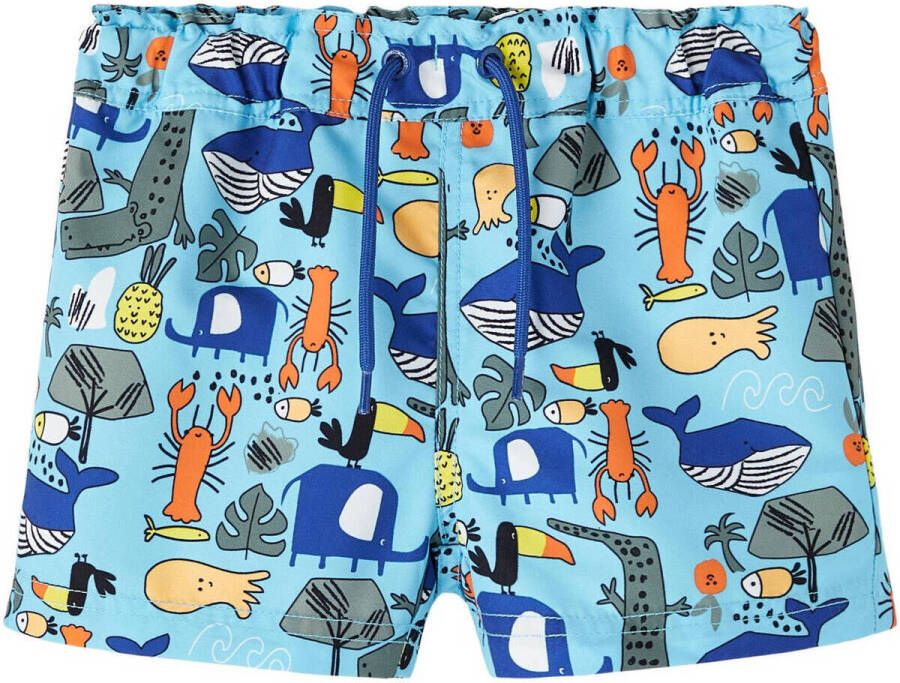 Name it MINI zwemshort NMMZETUS lichtblauw multi Jongens Polyester All over print 104