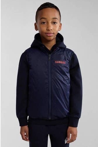 Napapijri bodywarmer met logo rood donkerblauw Jongens Polyamide Opstaande kraag 128