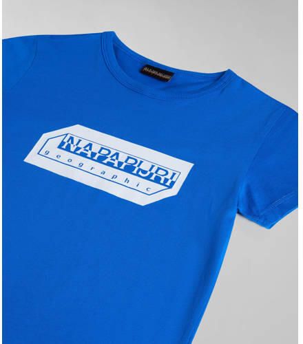 Napapijri T-shirt met logo blauw Jongens Katoen Ronde hals Logo 152