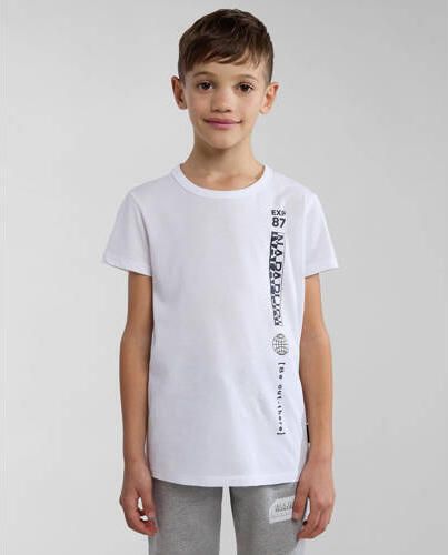Napapijri T-shirt met logo wit Jongens Katoen Ronde hals Logo 152 - Foto 3