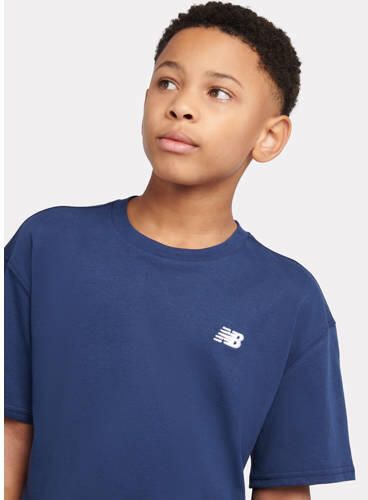New Balance T-shirt donkerblauw Katoen Ronde hals Effen maat 122-128 - Foto 2