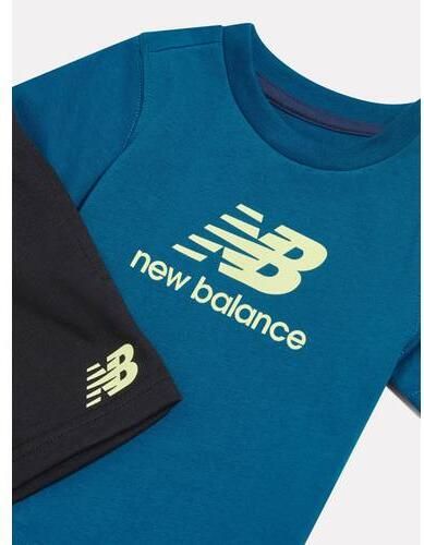 New Balance T-shirt en korte broek set met logo petrol Blauw Katoen Ronde hals - Foto 2