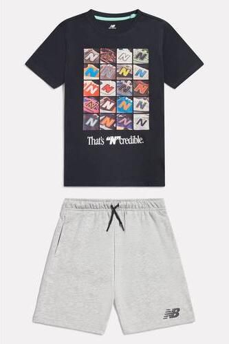 New Balance T-shirt set met print zwart grijs Katoen Ronde hals maat 152-158
