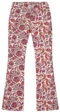 NIK&NIK flared broek met paisleyprint oranje fuchsia wit Meisjes Polyester 152