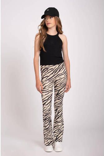 NIK&NIK flared broek met zebraprint ecru zwart Meisjes Polyester Zebraprint 176 - Foto 3
