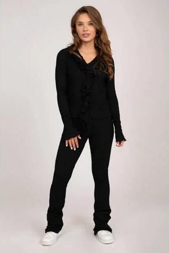NIK&NIK flared broek Vonda zwart Meisjes Polyester Effen 128 - Foto 2