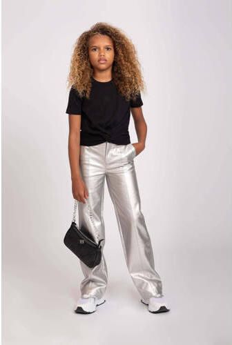 NIK&NIK imitatieleren wide leg broek Kenner zilver Meisjes Imitatieleer 128 - Foto 2