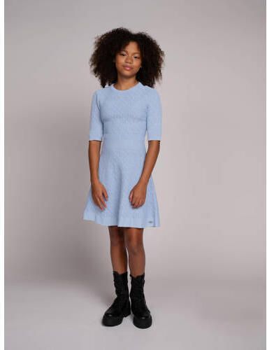 NIK&NIK jurk Jiro met logo lavendelblauw Meisjes Viscose Opstaande kraag 128 - Foto 2