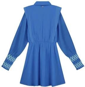NIK&NIK jurk Laury hardblauw Meisjes Polyester Klassieke kraag Effen 152
