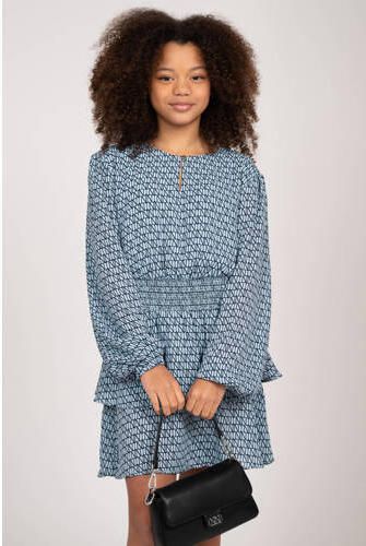 NIK&NIK jurk Leighton met all over print lichtblauw Meisjes Polyester Ronde hals 140 - Foto 1