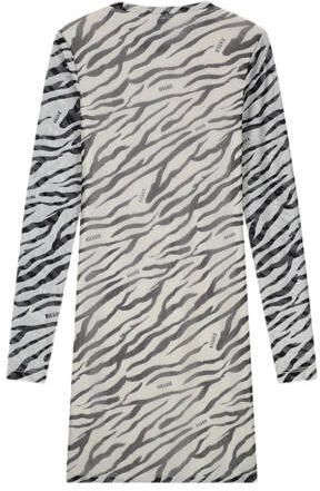 NIK&NIK jurk met dierenprint en mesh ecru zwart Meisjes Polyester Ronde hals 152 - Foto 3