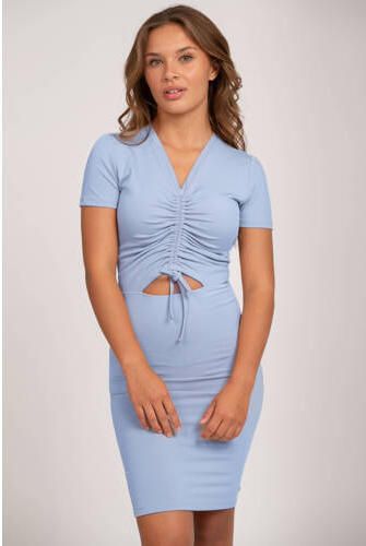 NIK&NIK jurk Pull Up lavendelblauw Meisjes Polyester V-hals Effen 128