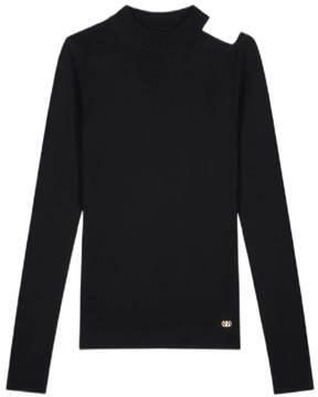 NIK&NIK longsleeve Pretty zwart Meisjes Viscose Opstaande kraag Effen 140