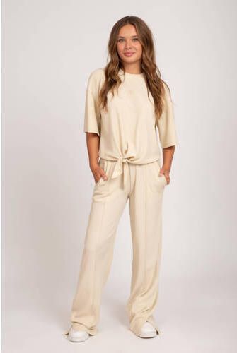 NIK&NIK loose fit broek Siri ecru Meisjes Polyester Effen 152