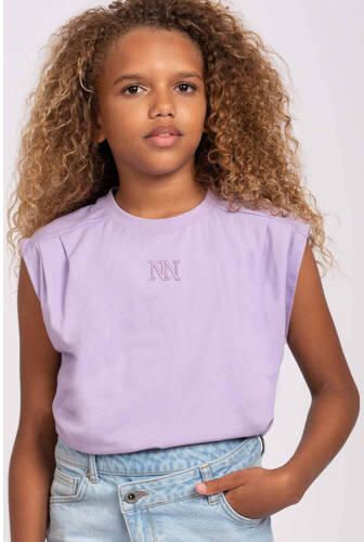 NIK&NIK mouwloze top Pleat lila Paars Meisjes Katoen Ronde hals Effen 128