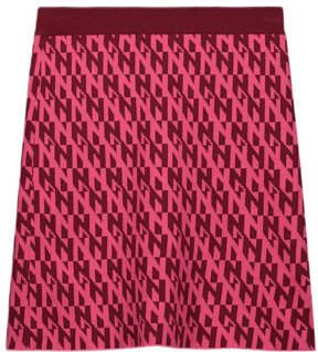 NIK&NIK rok Twiggy met all over print felroze donkerrood Meisjes Viscose 128 - Foto 2