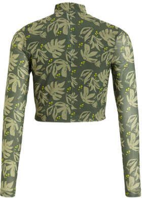 NIK&NIK semi-transparante top Leavy met all over print en mesh donkergroen Meisjes Polyester Opstaande kraag 140 - Foto 2