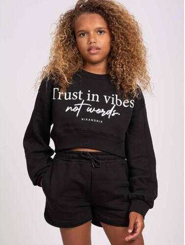 NIK&NIK sweater Vibes met tekst zwart Tekst 128 | Sweater van - Foto 2