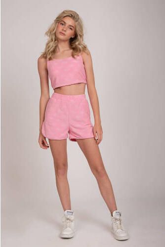 NIK&NIK sweatshort met all over print zoetroze Korte broek All over print 140 - Foto 2