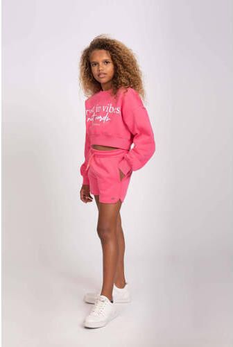 NIK&NIK sweatshort Vibes felroze Korte broek Effen 140