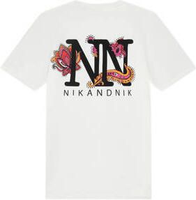 NIK&NIK T-shirt Logo met backprint wit fuchsia Meisjes Katoen Ronde hals 164 - Foto 2
