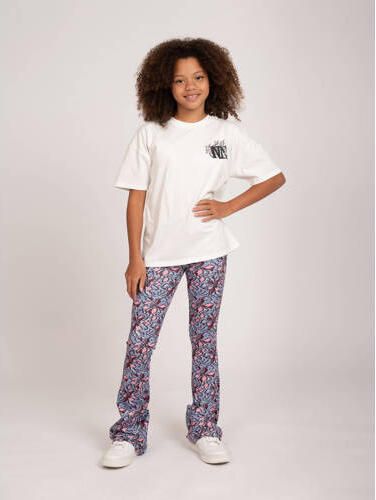 NIK&NIK T-shirt Logo met backprint wit lavendelblauw Meisjes Katoen Ronde hals 128