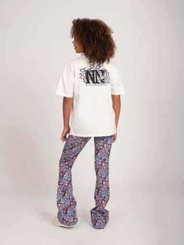 NIK&NIK T-shirt Logo met backprint wit lavendelblauw Meisjes Katoen Ronde hals 128 - Foto 2