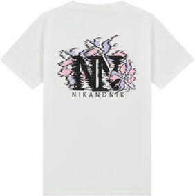 NIK&NIK T-shirt Logo met backprint wit lavendelblauw Meisjes Katoen Ronde hals 128 - Foto 3