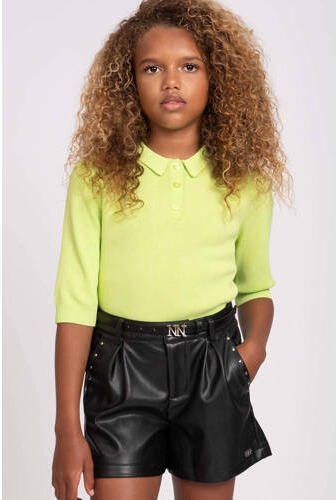 NIK&NIK top Goldie limegroen Meisjes Viscose Polokraag Effen 152